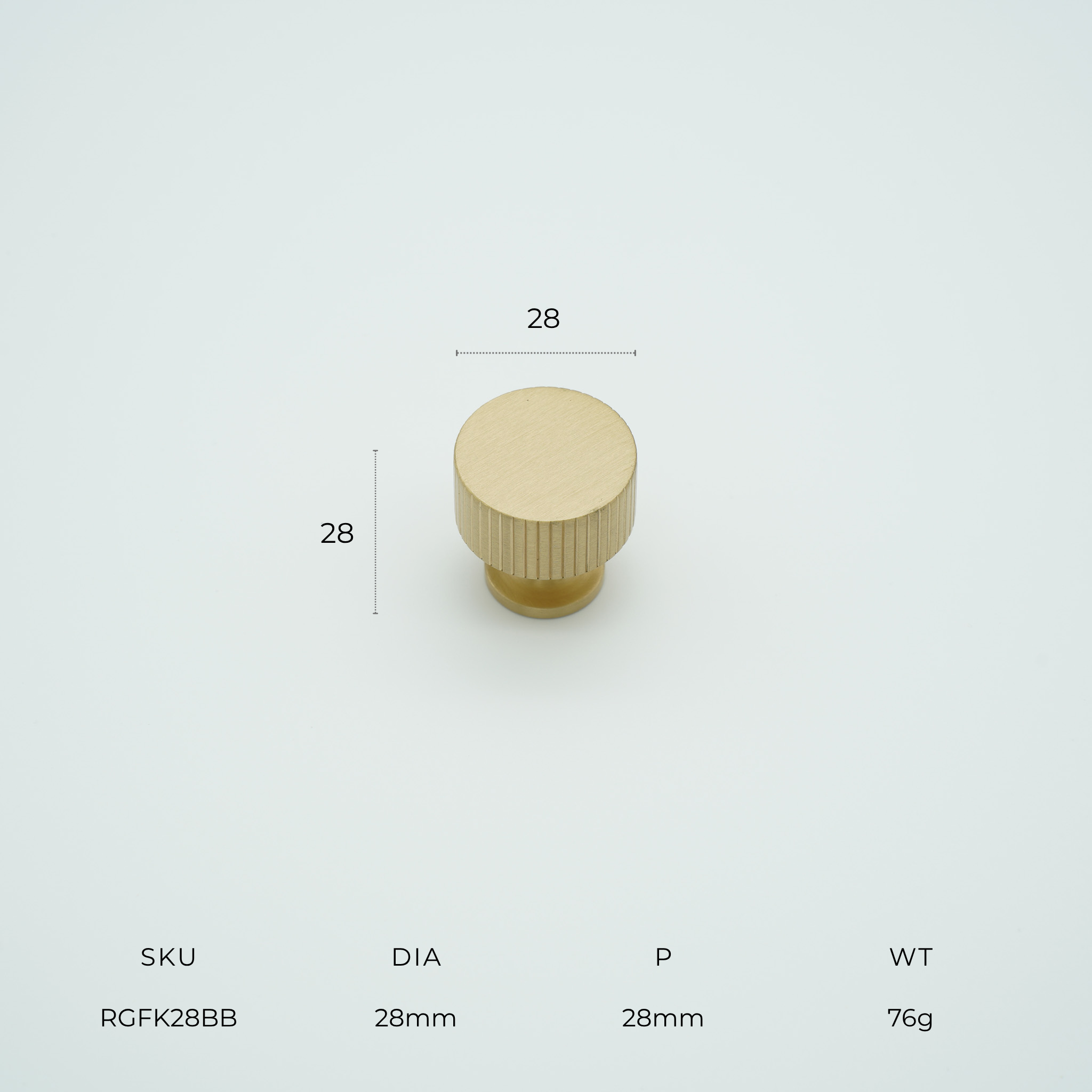 Ridge Fluted Solid Brass Cabinet Knob