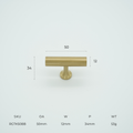Ridge T-Bar Knob Solid Brass Cabinet Knob