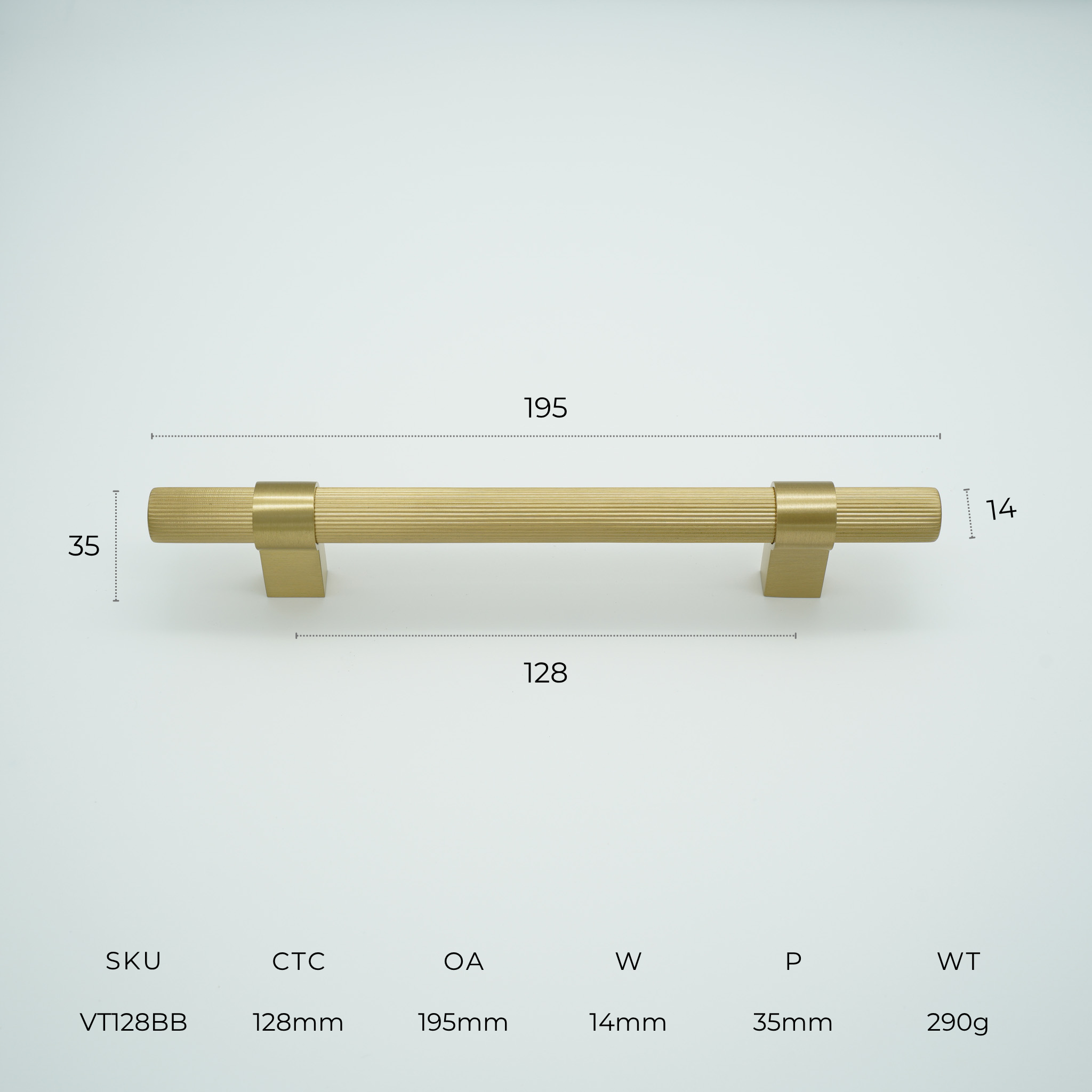 Vento Solid Brass Cabinet Handle