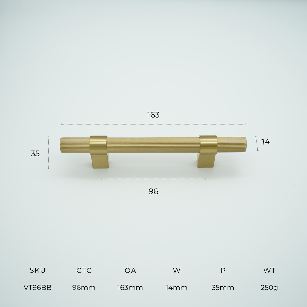 Vento Solid Brass Cabinet Handle