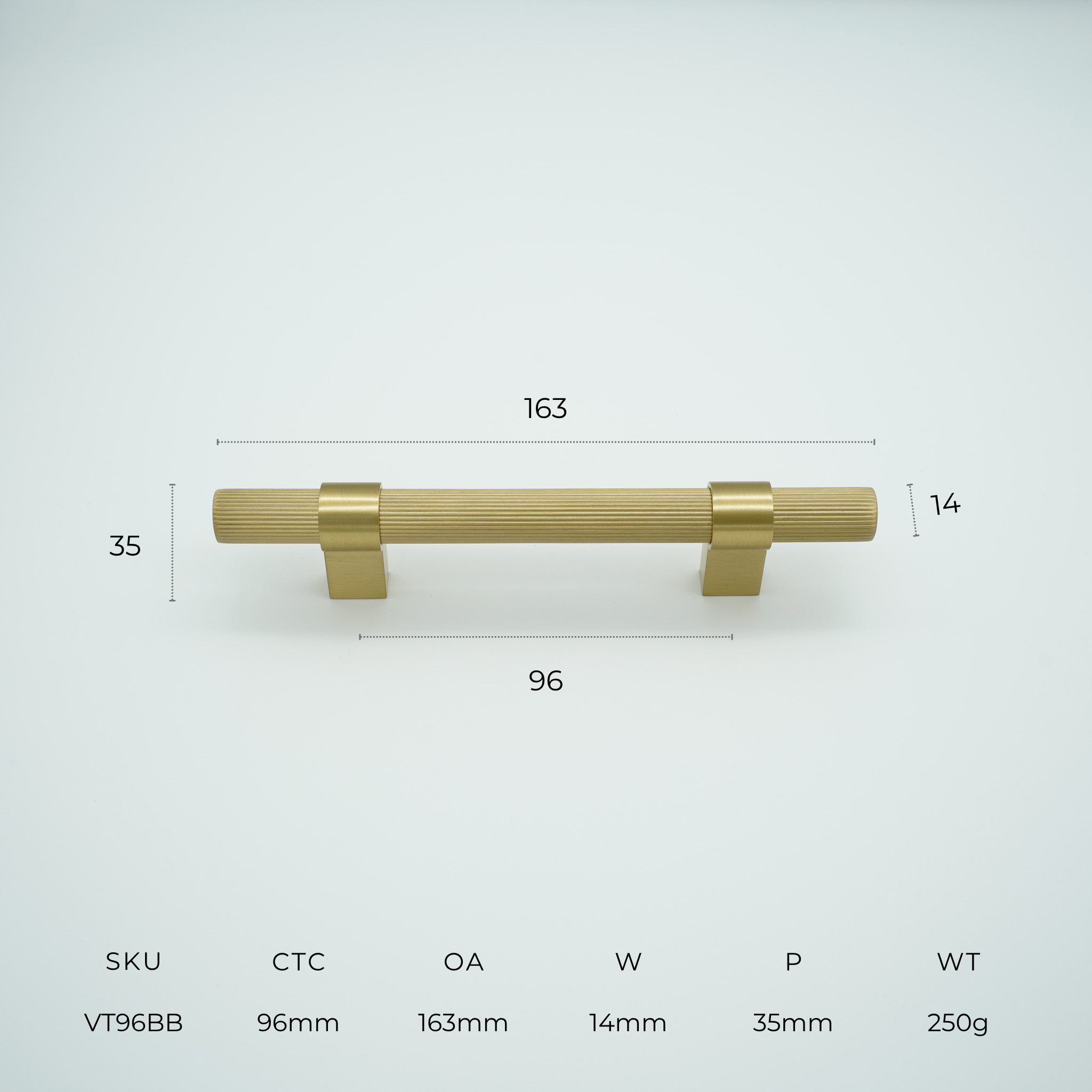 Vento Solid Brass Cabinet Handle