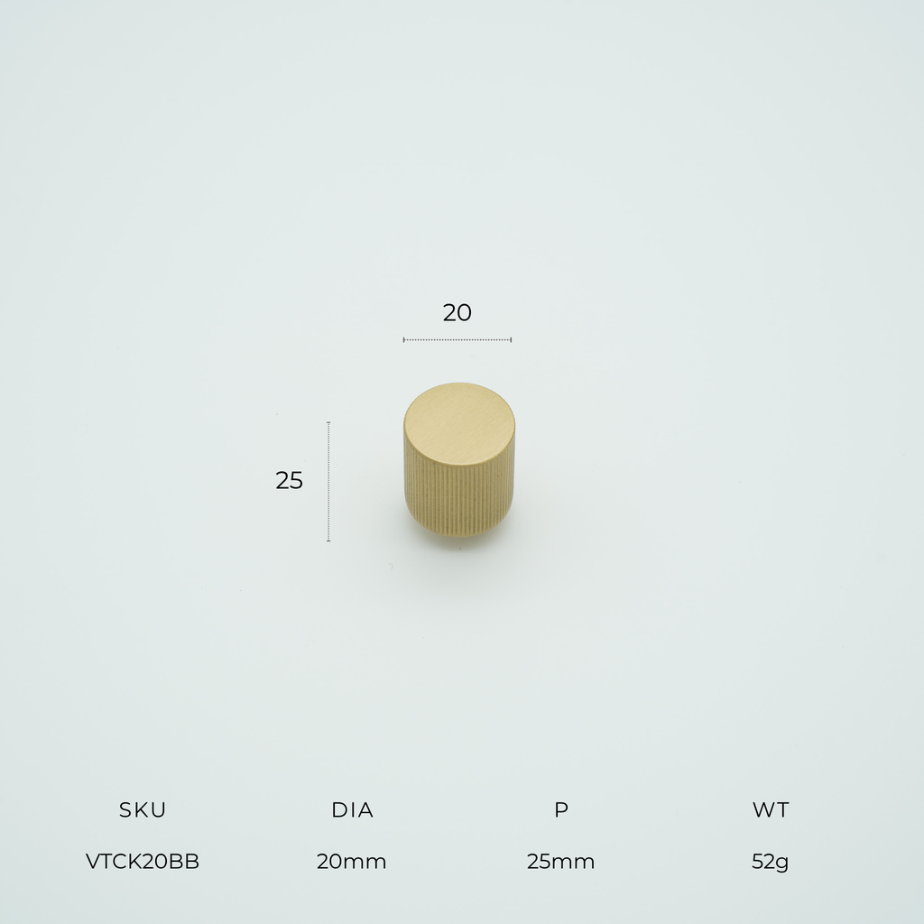 Vento Cylinder Knob Solid Brass Cabinet Knob